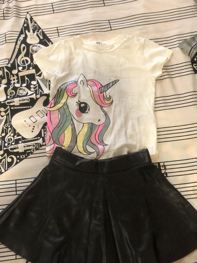 Top And Leather Skirt