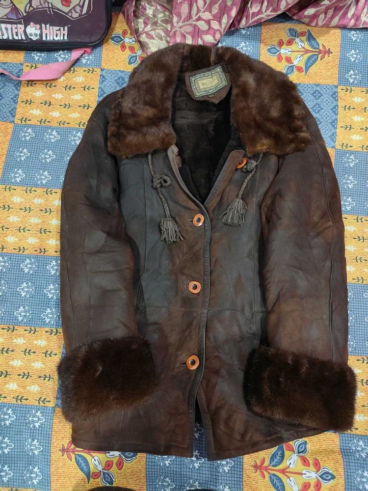 Vintage Brown Fur Lined Jacket