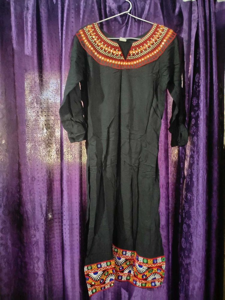 Embroidered Black Kurta