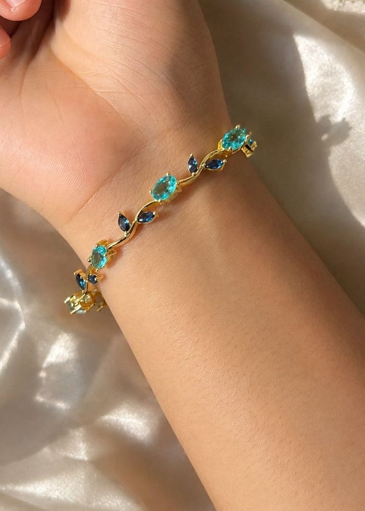 cinderella Blue Crystal Gold Bracelet