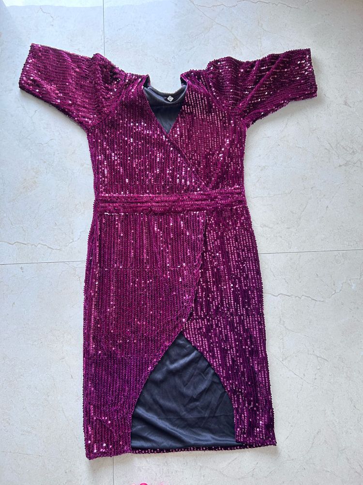 Sparkling Sequin Wrap Dress