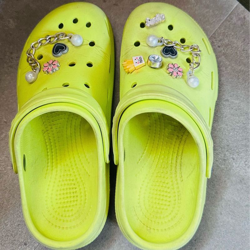 Lime Green Crocs with Charms