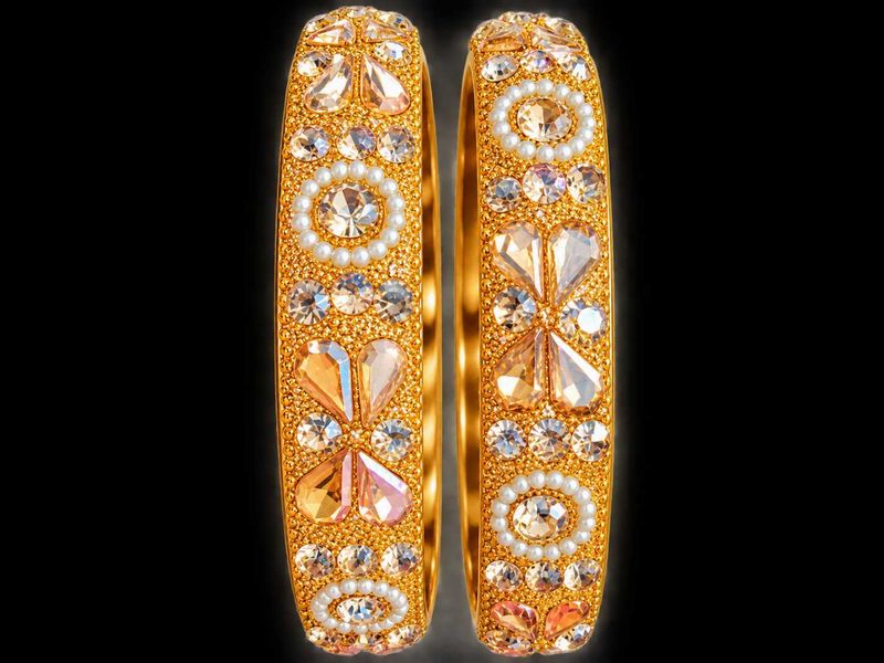 Gold Bangles with Embellishments