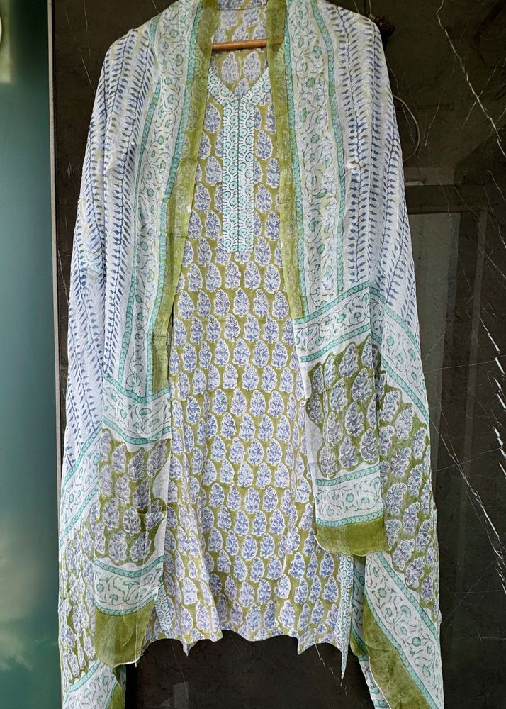 Block Print Kurta Set with Dupatta