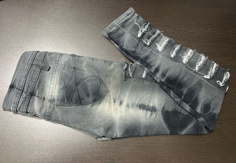 Distressed Grey Wash Denim Jeans