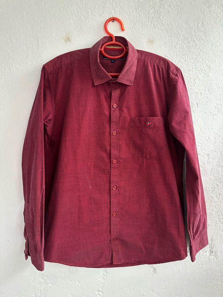 Men's Classic Maroon Button-Up Shirt