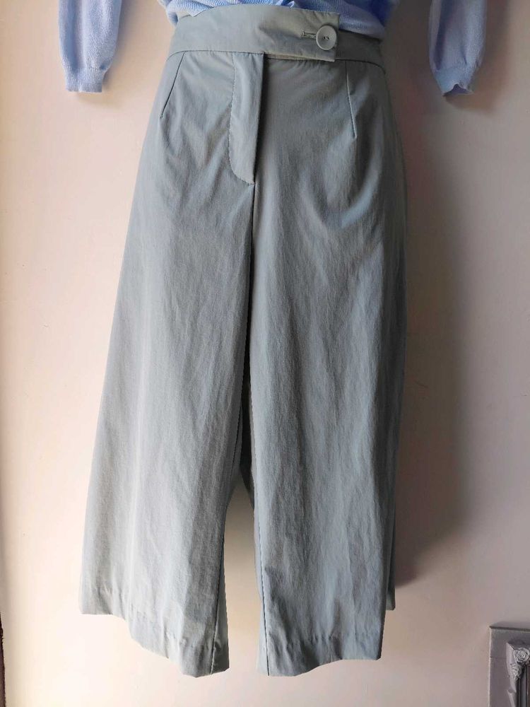 Light Blue Cropped Wide Leg Pants