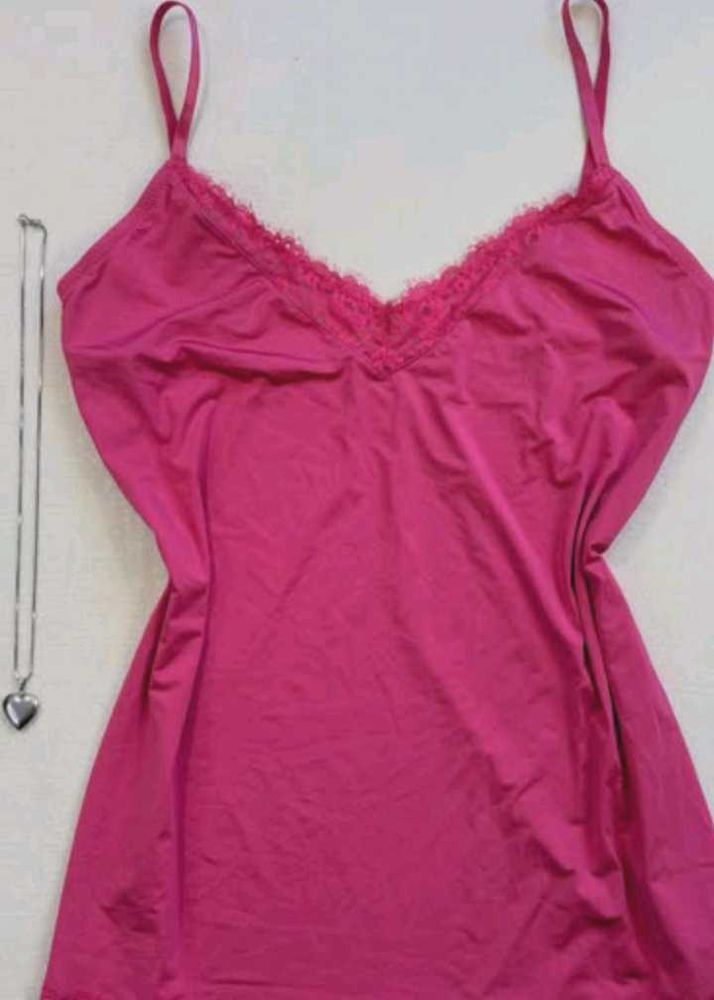 Fuchsia Lace Trim Camisole Top