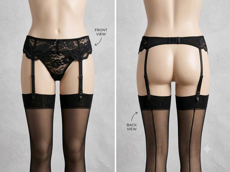 Elegant Black Lace Garter Belt (1400)