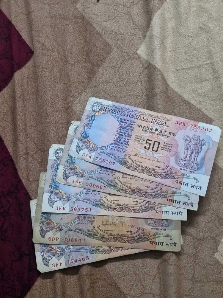 5 pcs Collection of 50 Rupee Notes