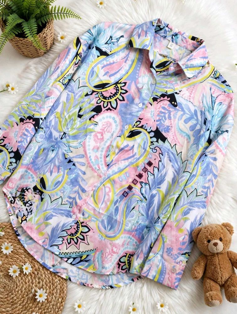 Vibrant Paisley Print Button-Up Shirt