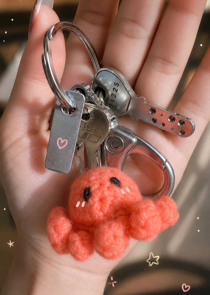 Cute Crochet Octopus Keychain