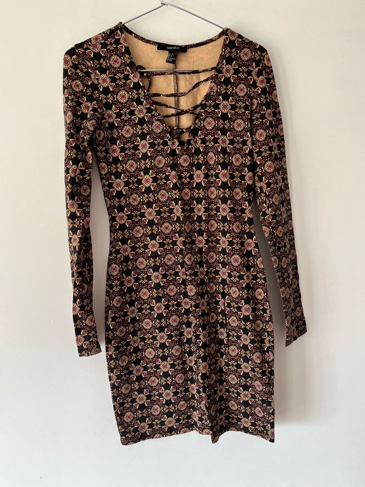 Stylish Printed Long Sleeve Dress