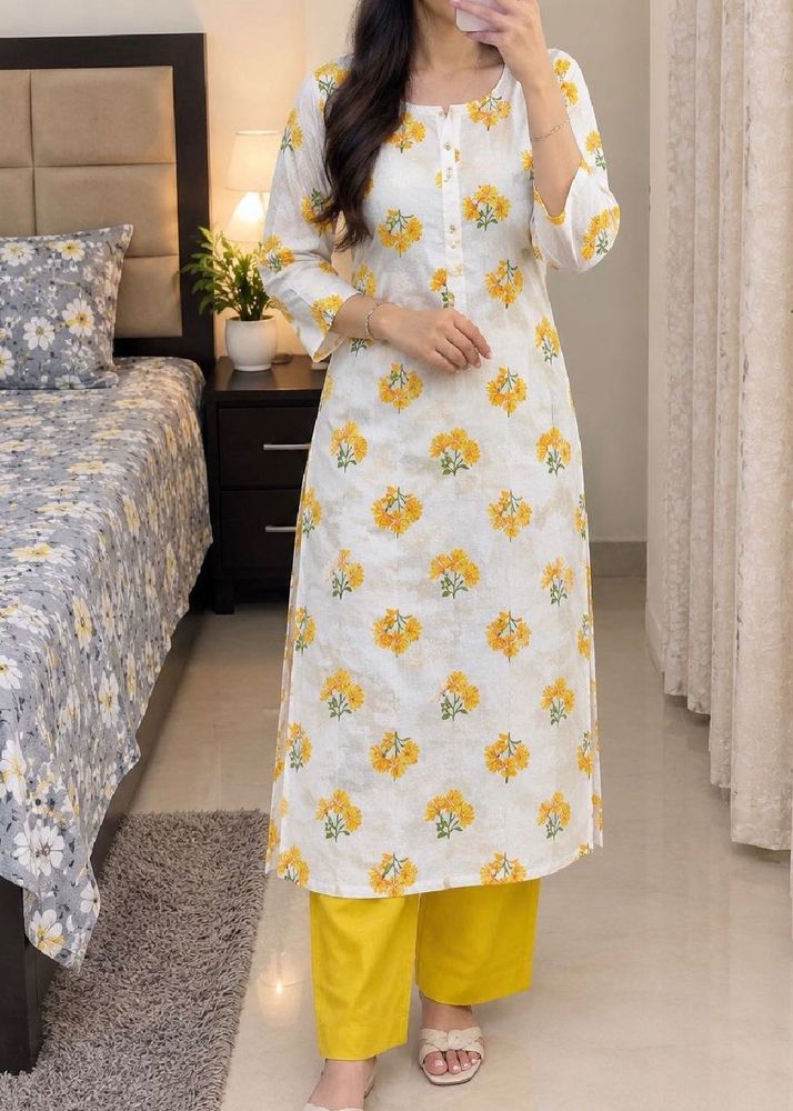 Floral Print Kurta with Palazzo Pants unused