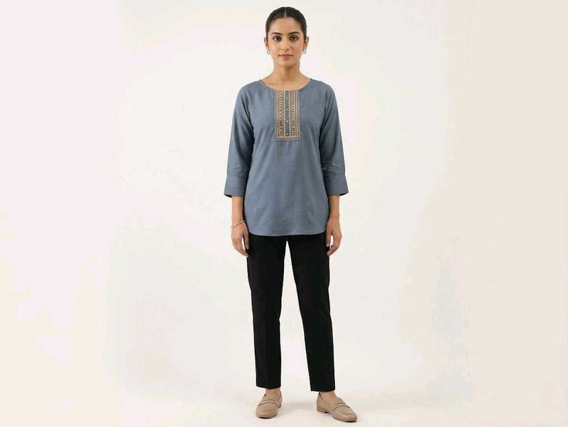 Embroidered Blue Kurta