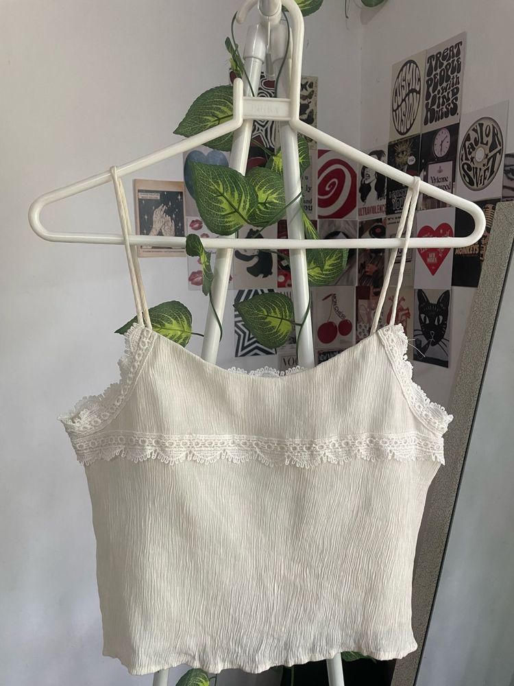 Cream Lace Trim Cami Top