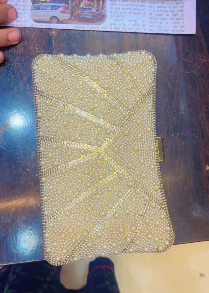Elegant Pearl Embellished Clutch