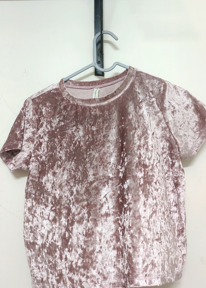 Pink Velvet Crop Top Size Small