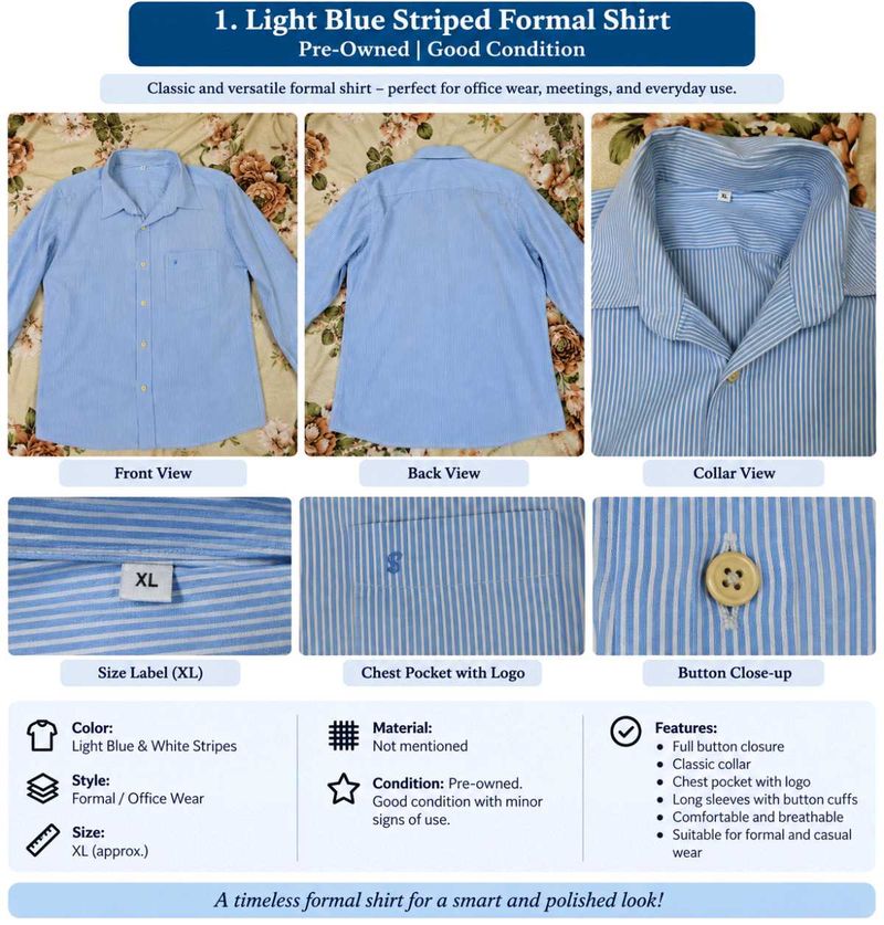 Light Blue Striped Formal Shirt
