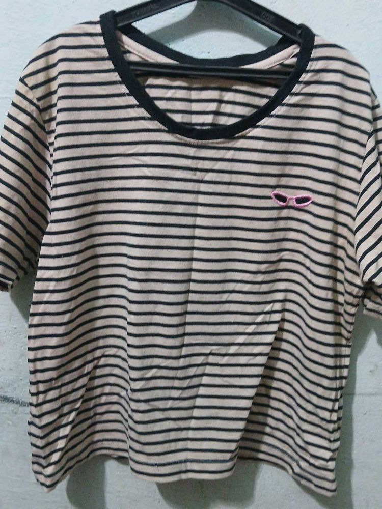Striped T-Shirt with Sunglasses Detail
