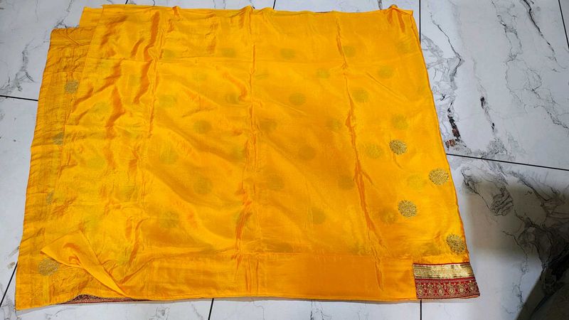 Vibrant Yellow Silk Saree