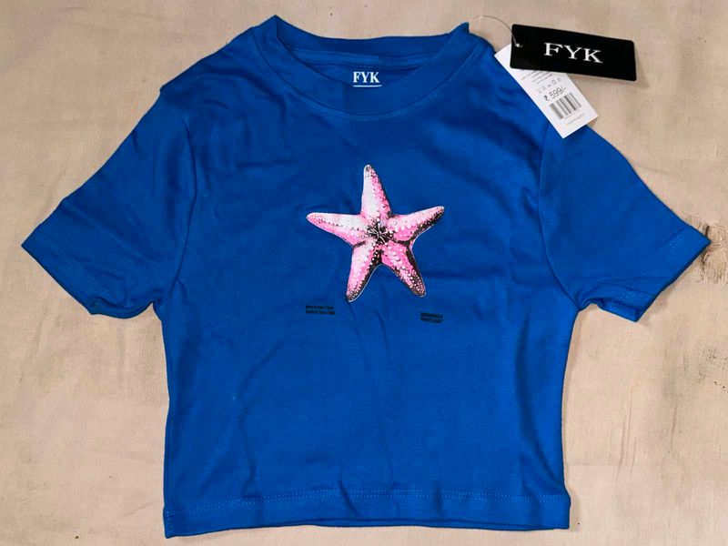 FYK Blue Starfish Graphic Baby Tee