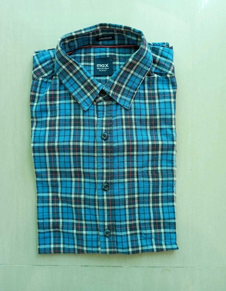 MAX Blue Checkered Shirt (100% Cotton)
