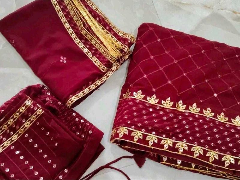 Maroon Sequined Lehenga Choli Set