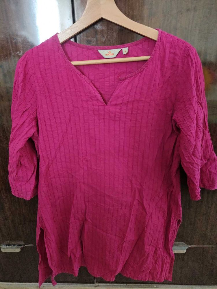 Vibrant Pink Cotton Kurta
