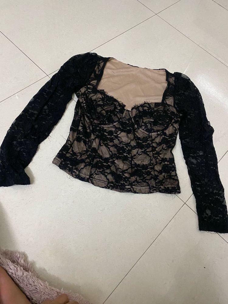 Elegant Black Lace Corset Top