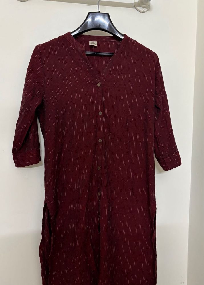 Maroon Printed Kurta