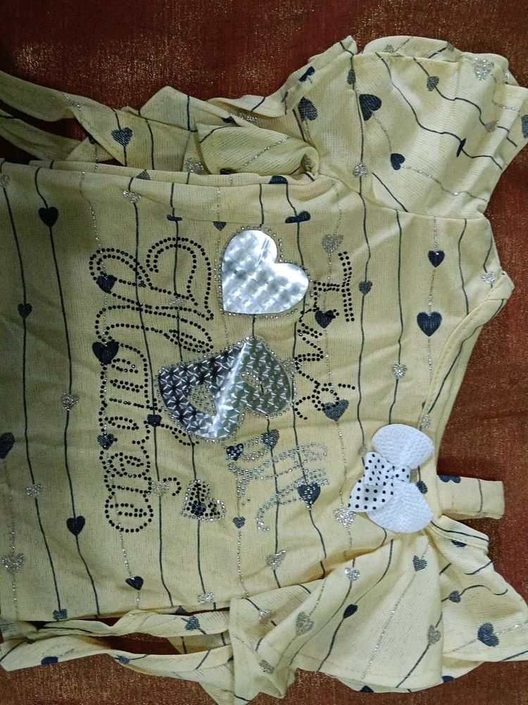 Cute Yellow Top with Hearts and pant set