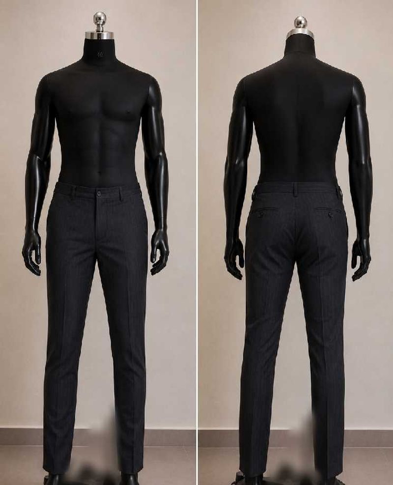 Men's Charcoal Striped Trousers