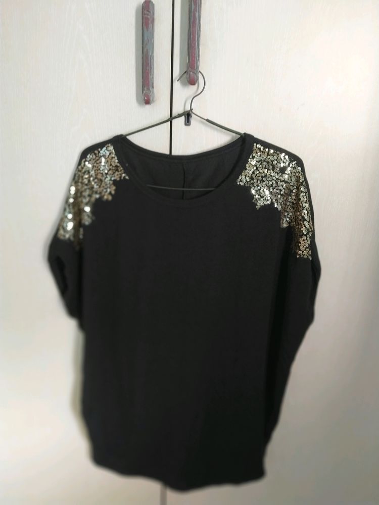 black sparkle hand top