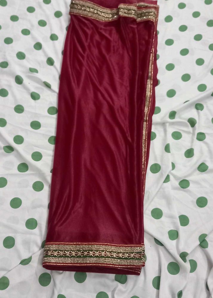 Elegant Maroon Saree with Embellished Border