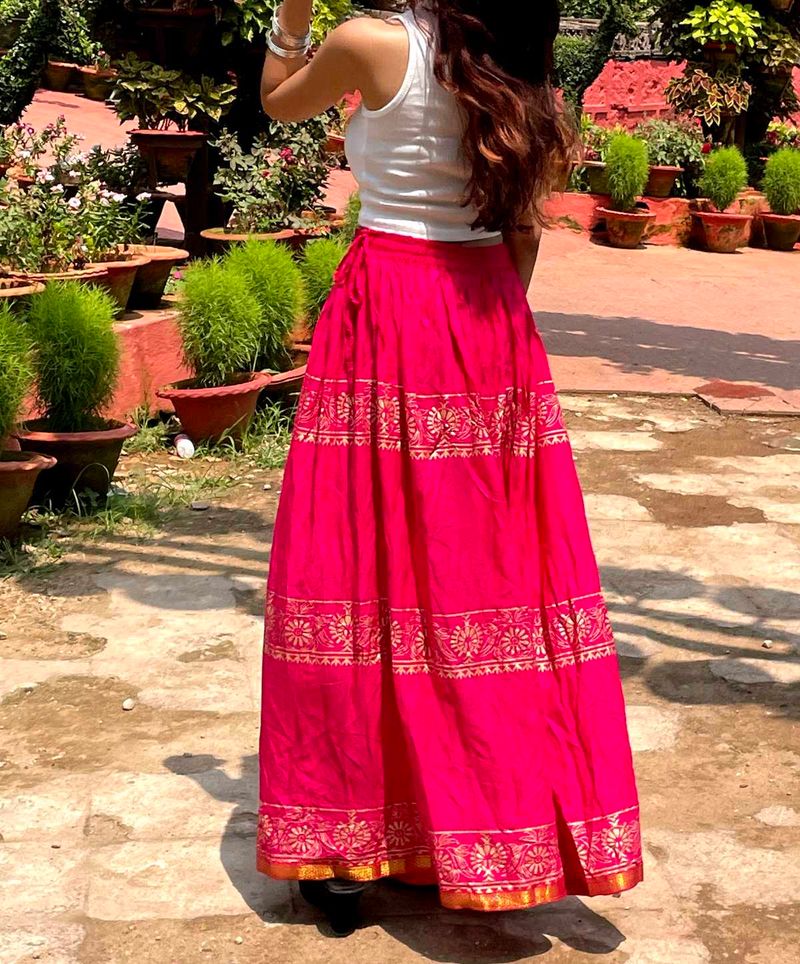 Vibrant Pink Ethnic Skirt