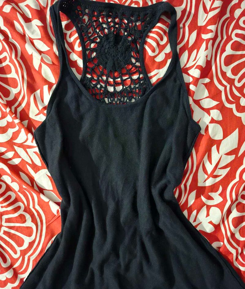 boho black crochet tank top ( spiderweb detail )