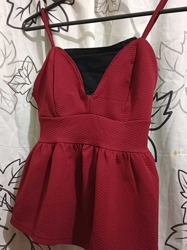 Maroon Peplum Top 🎀🩷