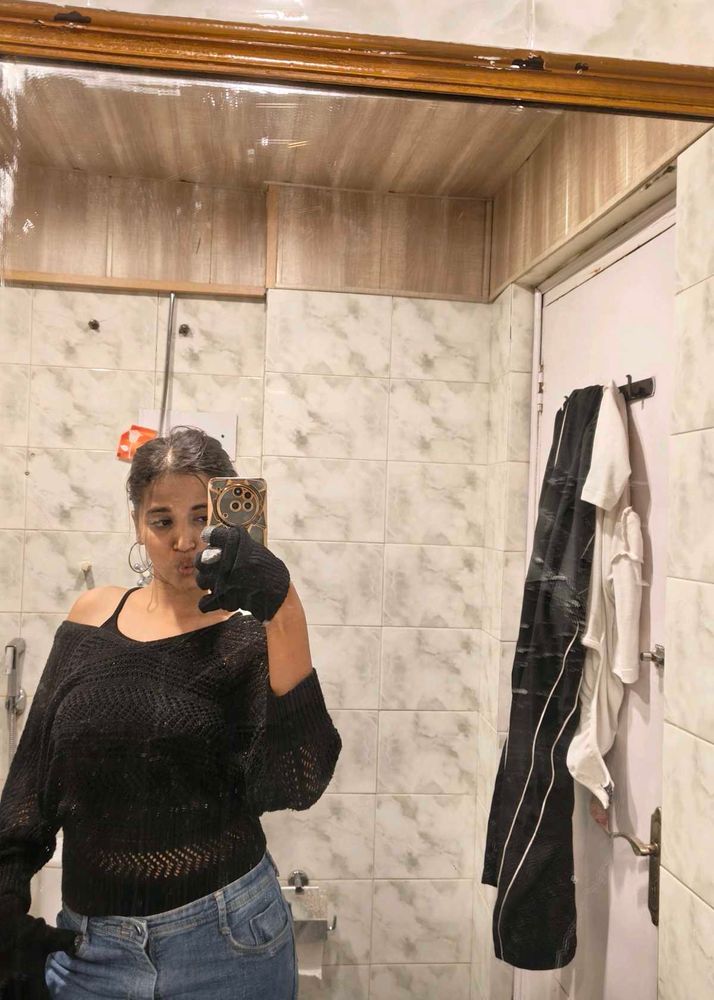 Chic Black Off-Shoulder Knit Top
