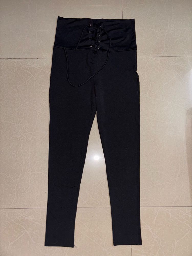 Tie Waist Black Leggings