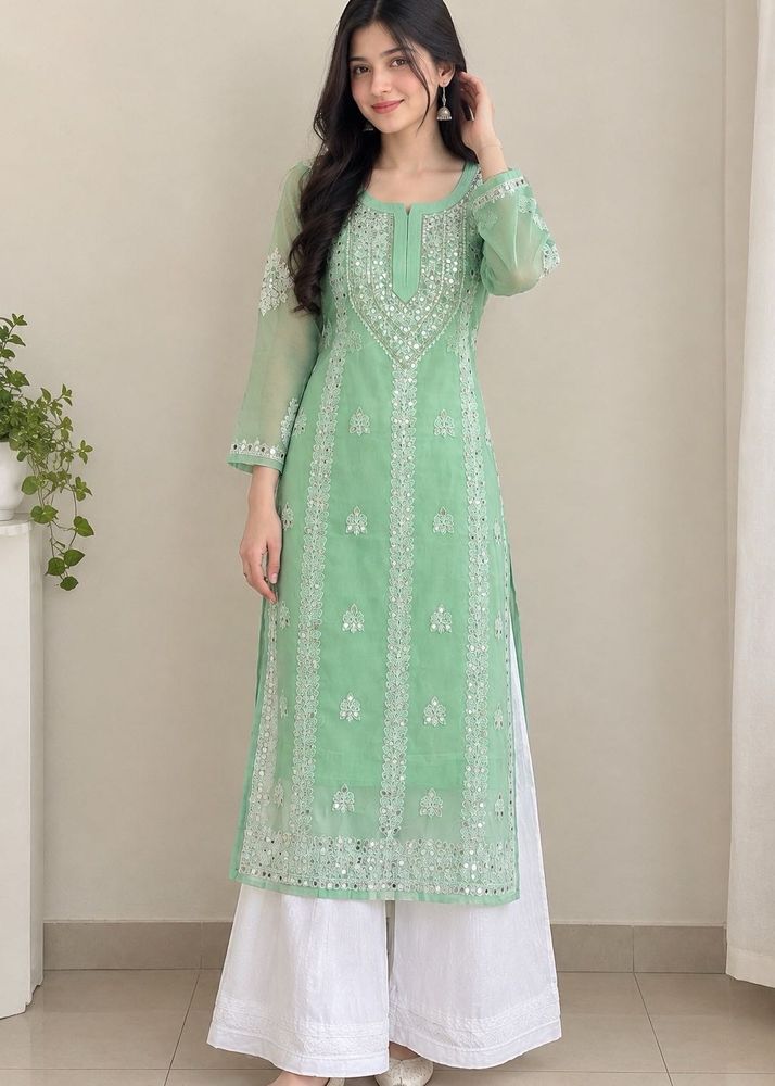 Embroidered Kurta with Palazzo Pants