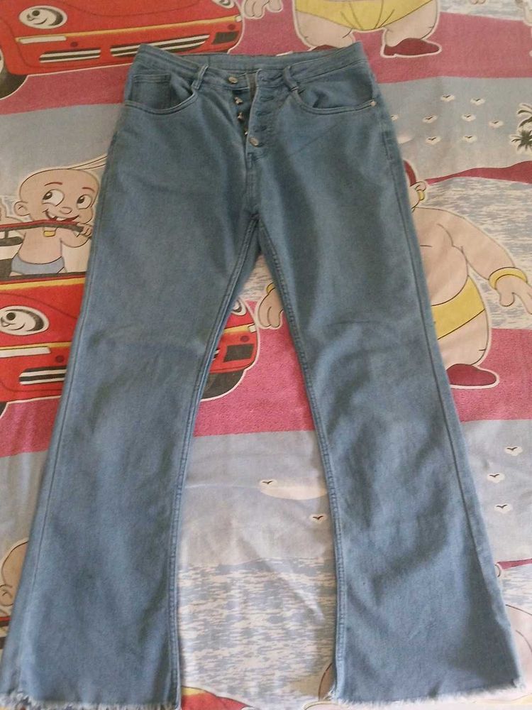 Flared Blue Denim Jeans