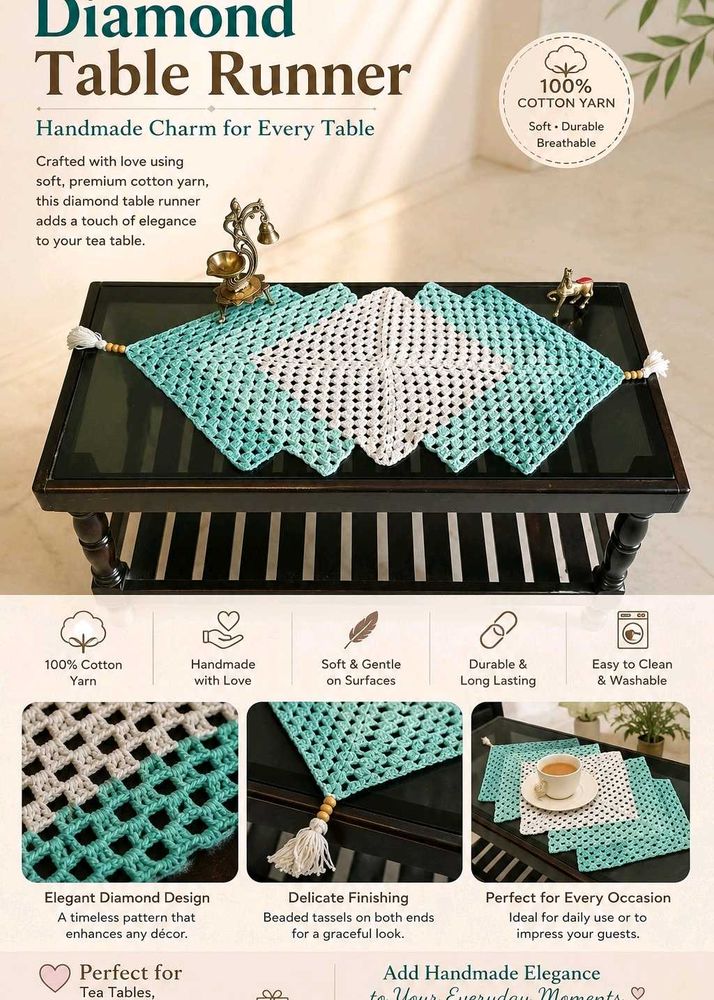 Handmade Diamond Table Runner