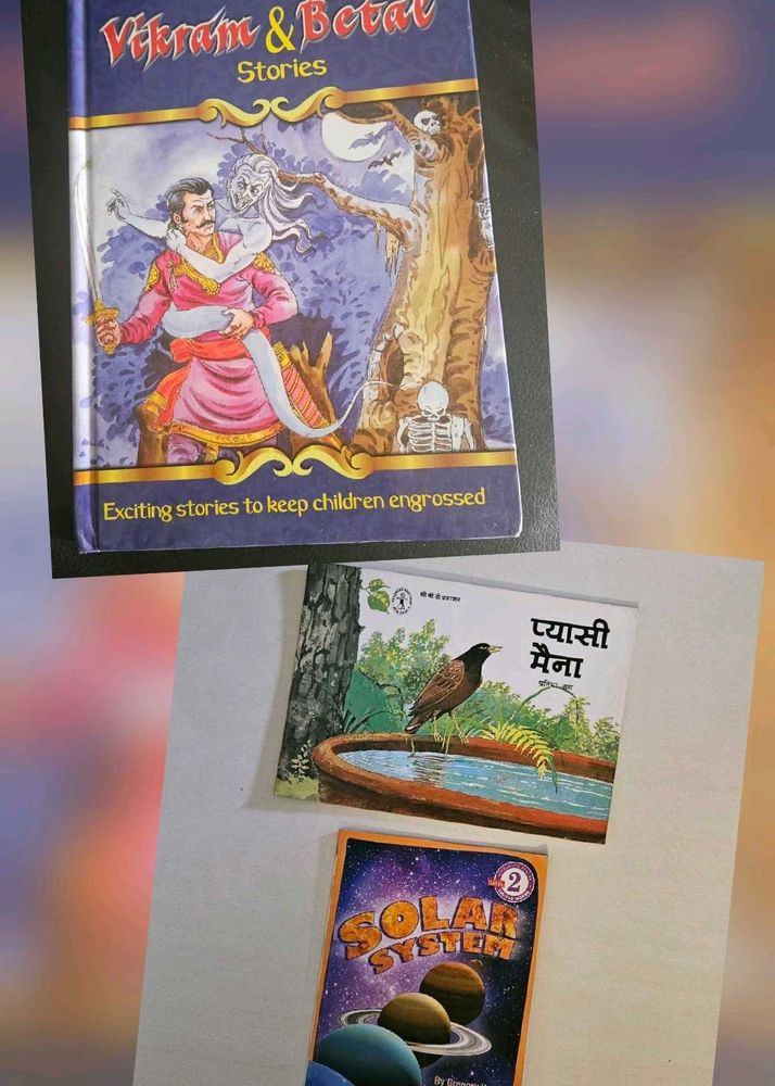 3 books: vikram Betal, Maina, solar system