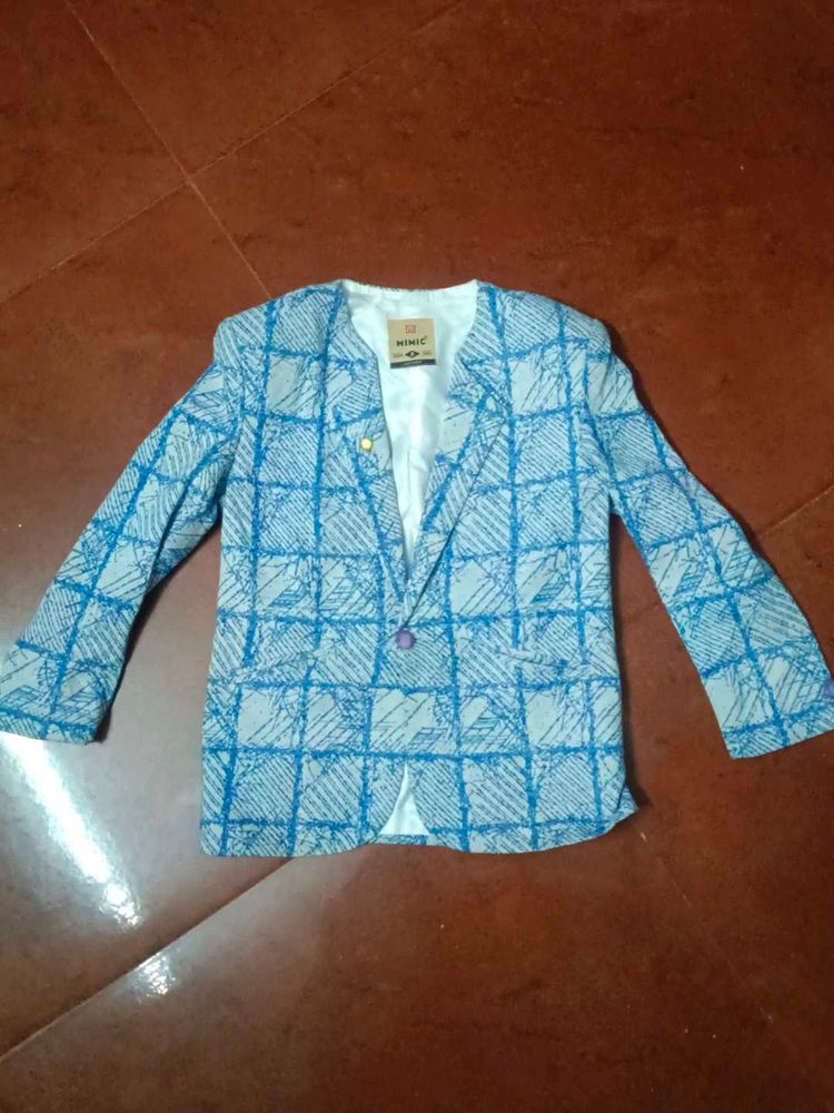 Stylish Blue Checked Blazer