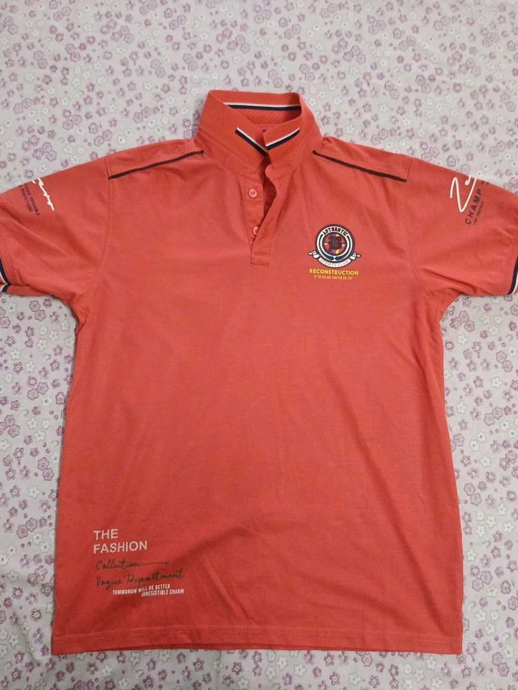 Men's Red Graphic Polo T-Shirt