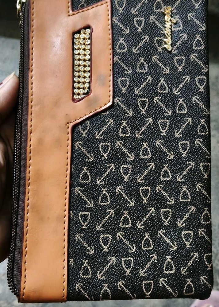 Chic Brown Wallet with Embellishments