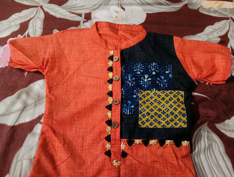 elegant orange kurti