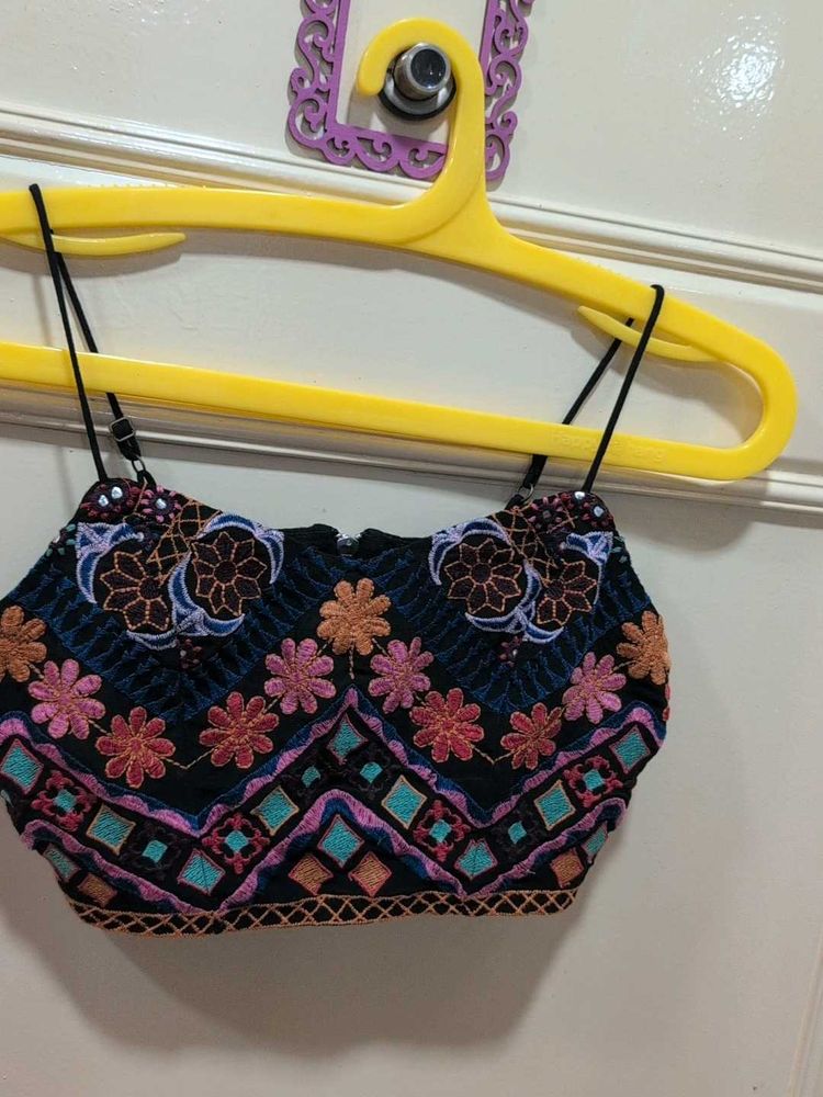 Boho Embroidered Crop Top