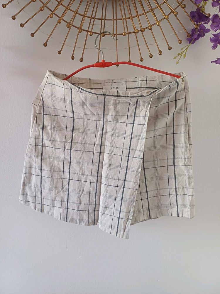 4CUS Plaid Wrap Skirt with attached short